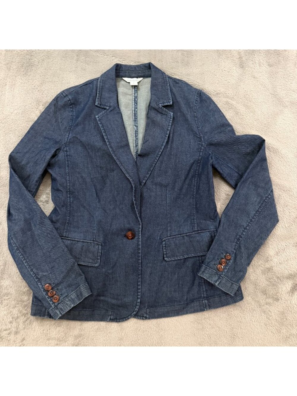Sundance Denim Stretch Blazer Jacket Womens Size 8 Dark Wash One Button